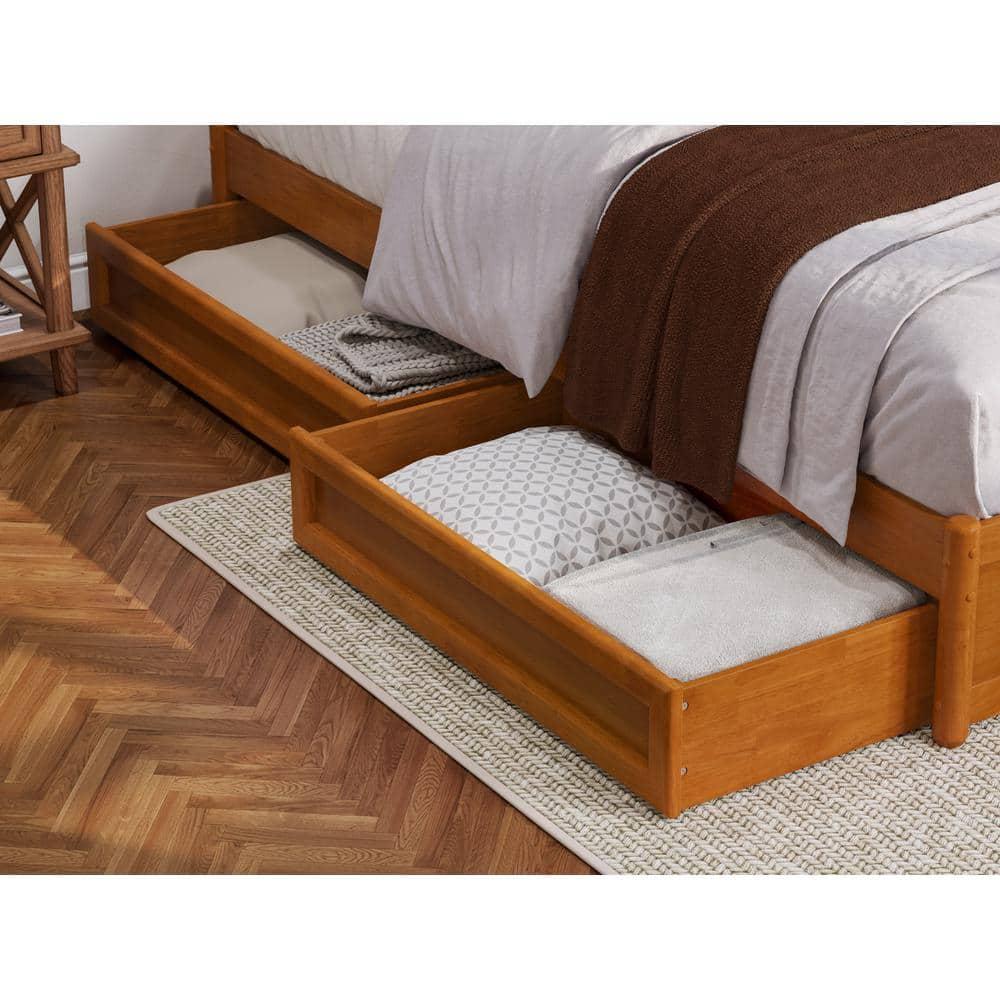 Barcelona Light Toffee King Wood Frame Platform Bed with Storage Drawers