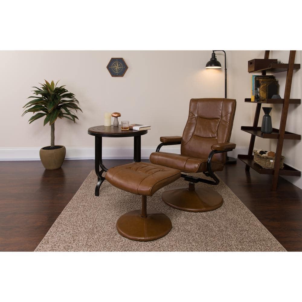 Flash Furniture Rachel Contemporary Multi-Position Recliner and Ottoman with Wrapped Base in Palimino LeatherSoft