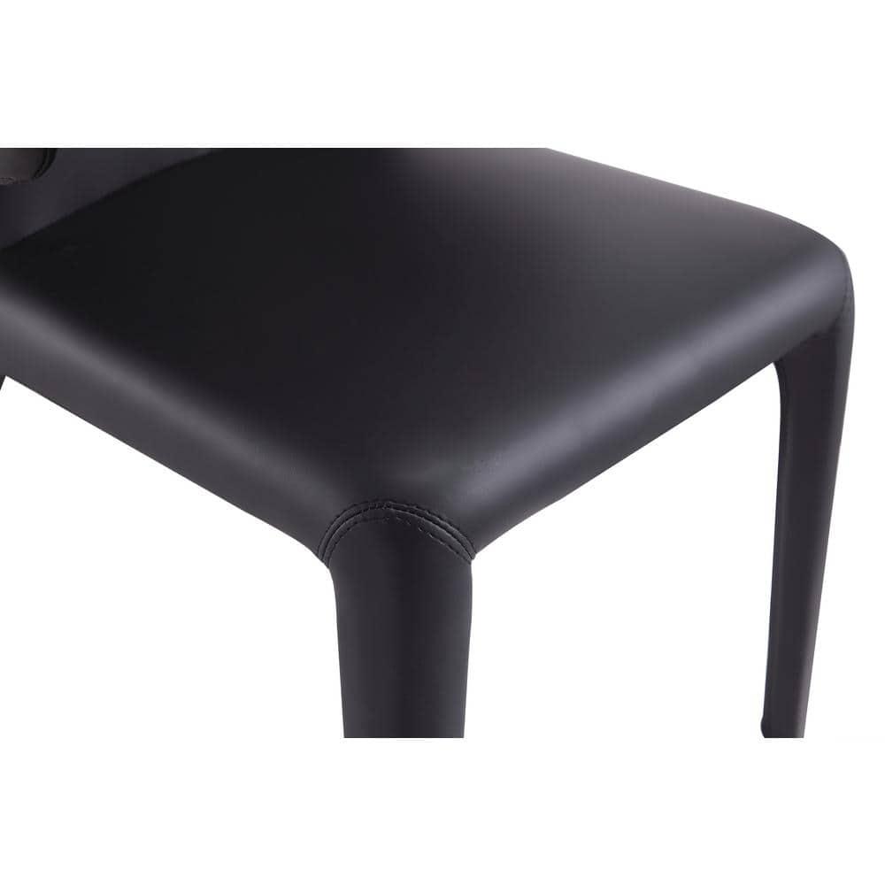Set of 2 Conrad Faux Leather Dining Chairs Black - Manhattan Comfort: Mid-Century Modern, Metal Frame, Contoured Back