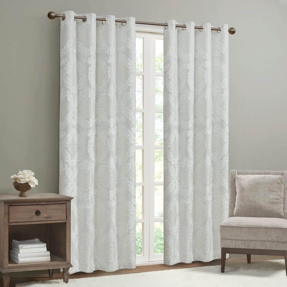 Amelia Knitted Jacquard Paisley Total Blackout Grommet Top Curtain Panel