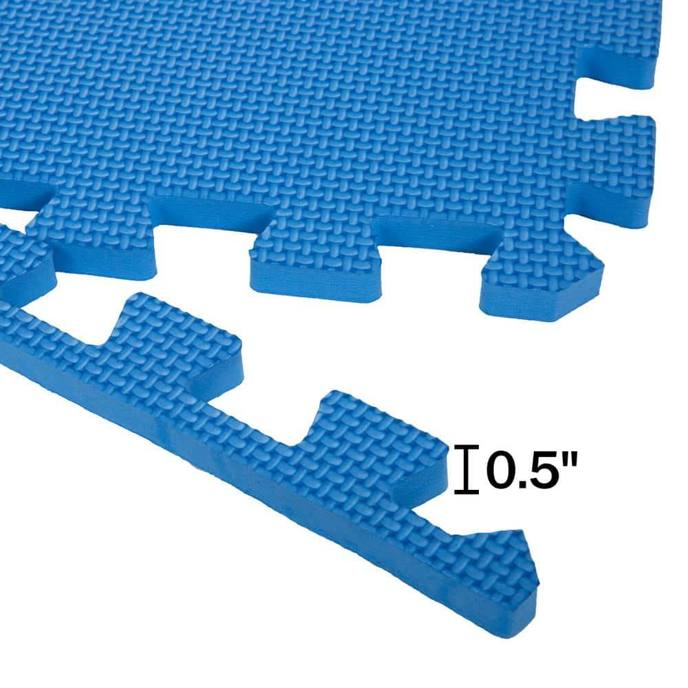 EVA Foam Mat Tiles 12-Pack - 48 SQ FT Interlocking Padding for Playroom or Gym Flooring - Workout Mat or Baby Playmat by Stalwart (Multicolor)