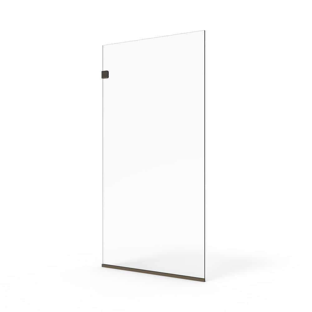 Milan Stationary glass shower Door 30 x 76 inch Clear Glass Oil Rubbed Bronze Finish 3/8" by Fab Glass and Mirror