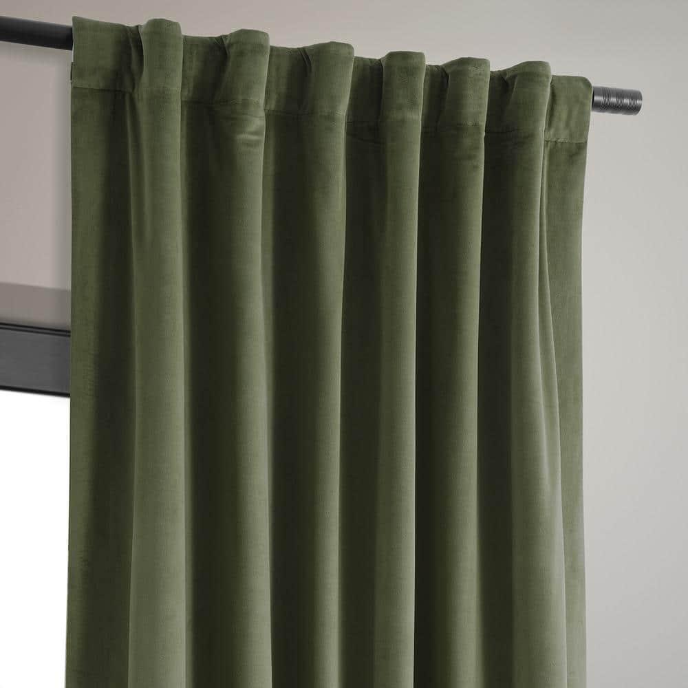 Half Price Drapes Signature Hunter Green Velvet Blackout Curtains For Bedrooms (1 Panel), 50WX 84L