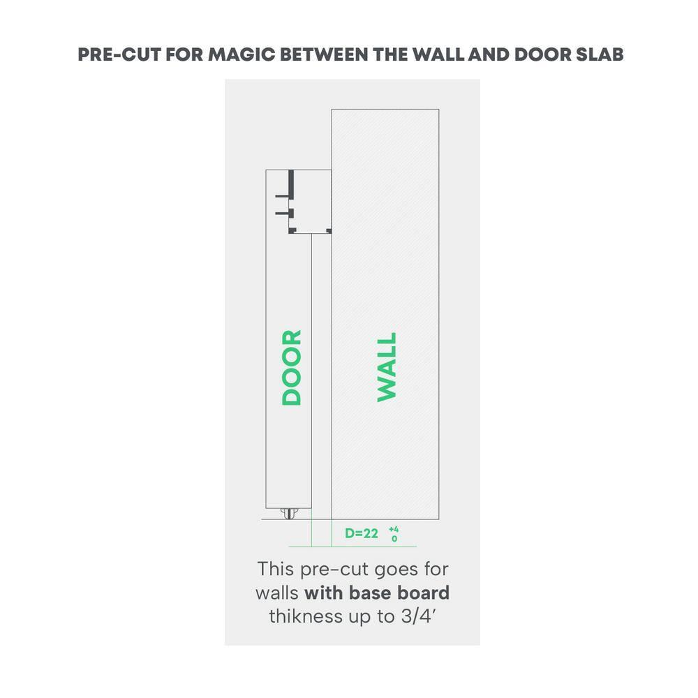 Belldinni Smart Pro 5 Lite Polar White Paneled Manufactured Wood And Frosted Glass Solid Core Interior Sliding Hidden Barn Door With Base Board With Installation Hardware Kit
