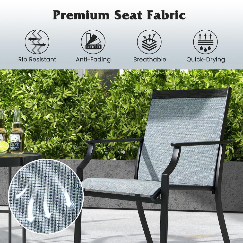 Kadyn Patio Furniture Set, 4 Piece Patio Dining Chairs Large Outdoor Chairs with Breathable Seat and Metal Frame-Blue, Patio Bistro Set, All-Weather Wicker Conversation Set