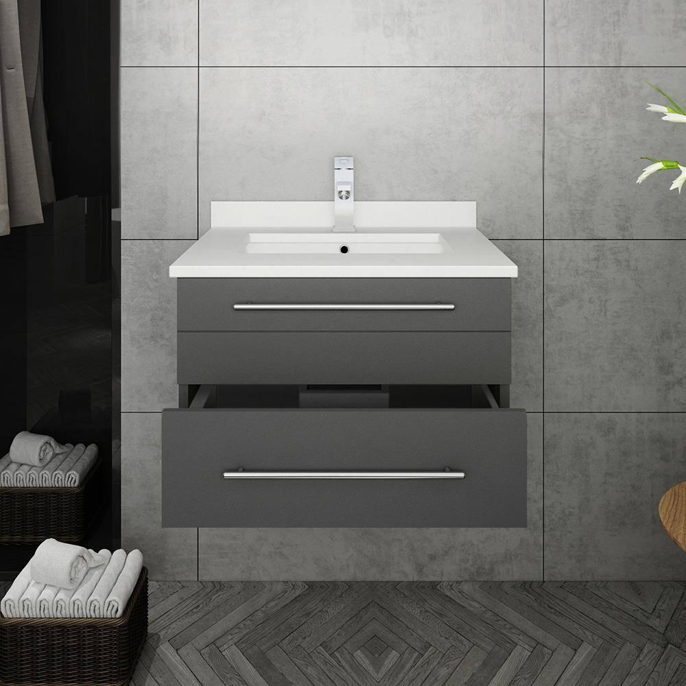 Lucera 24" Wall Mount Modern Single Sink Bathroom Vanity with Top and Undermount Sink