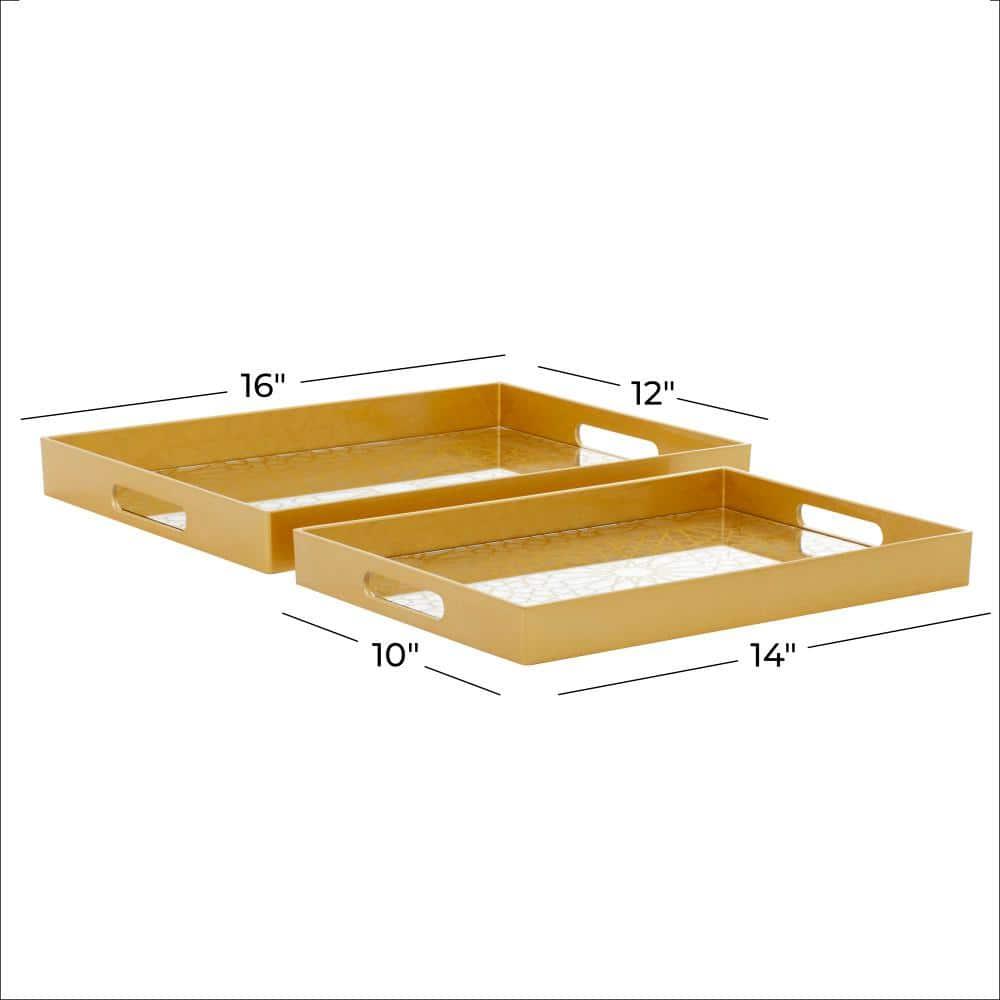 CosmoLiving by Cosmopolitan Plastic Mirrored Geometric Decor Gold Tray Set