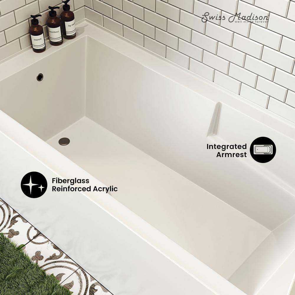 Voltaire 72" x 36" Alcove Bathtub with Apron and Armrest