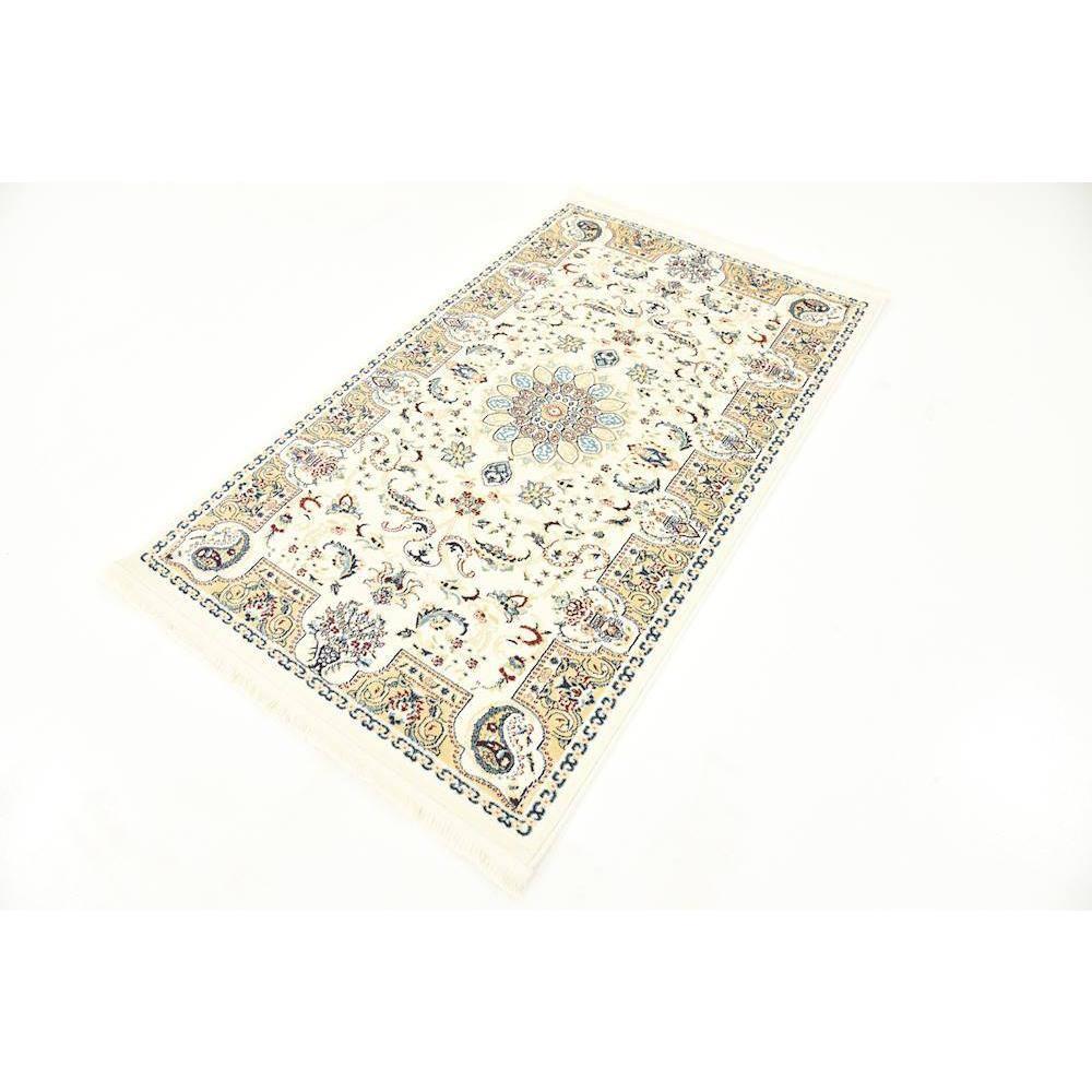 Rugs.com Rabia Collection Rug – 3' x 5' Ivory Low Rug Perfect For Entryways, Kitchens, Breakfast Nooks, Accent Pieces