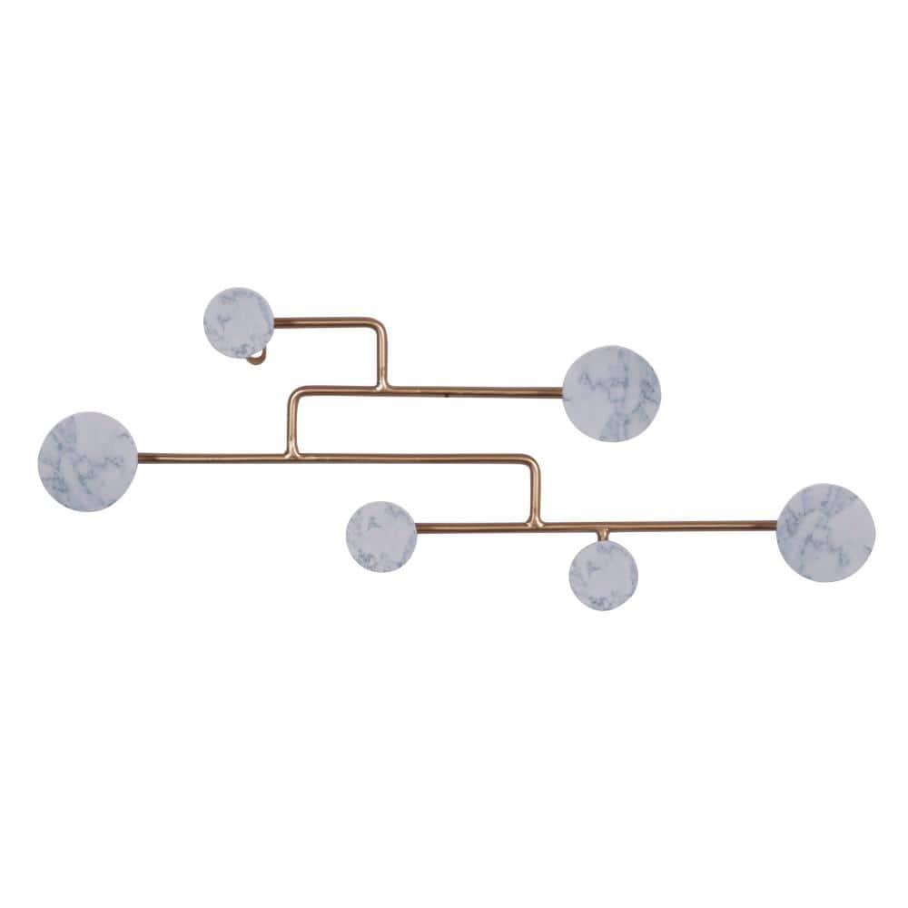 DecMode 24" x 7" Gold Wooden 6 Hangers Wall Hook, 1-Piece