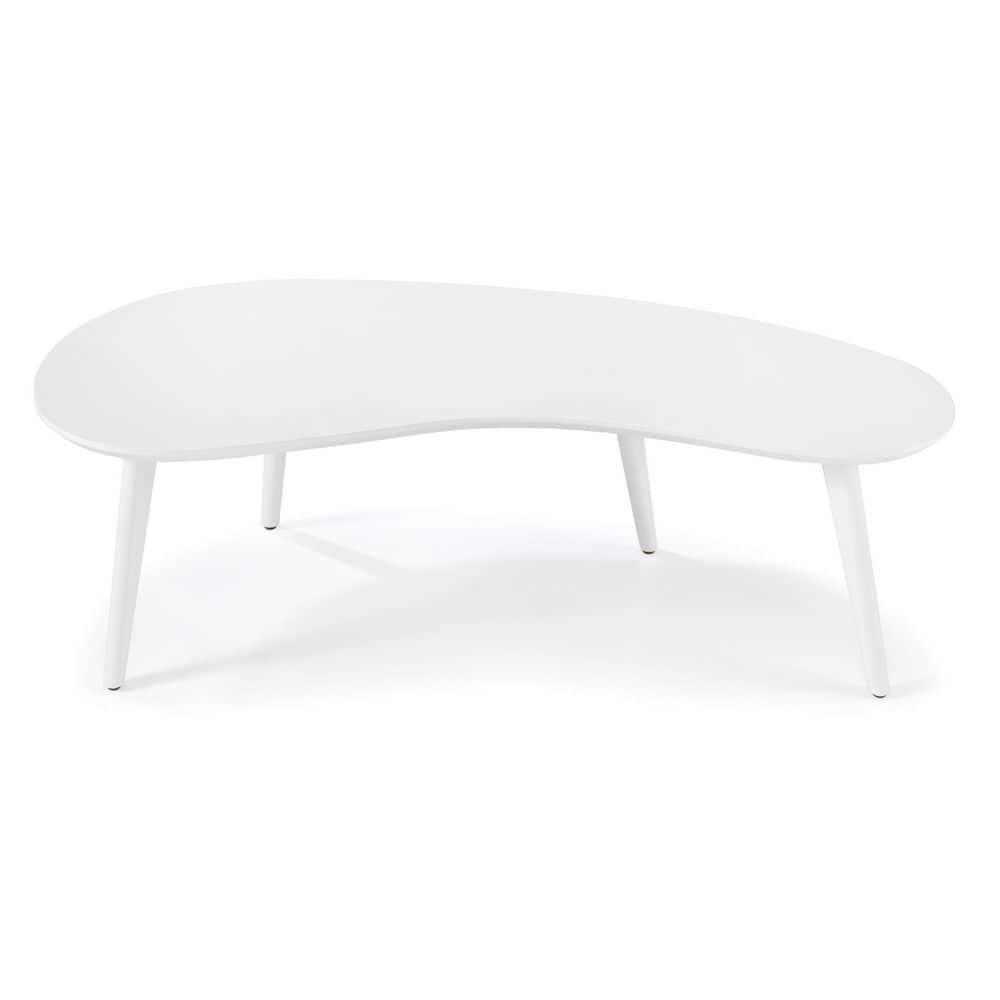 Camaflexi Mid Century Modern Coffee Table Small Tabletop Wood Coffee Desk, White