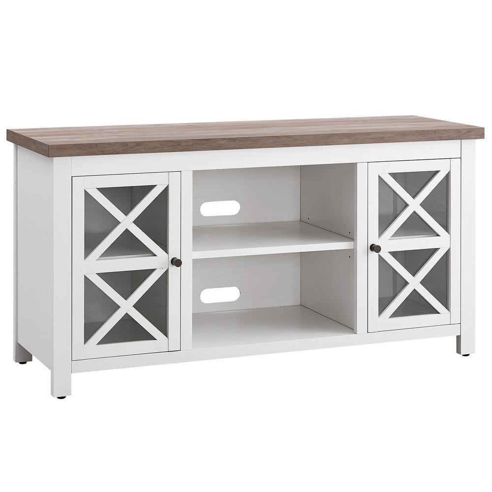 Evelyn&Zoe Colton Rectangular TV Stand for TV's up to 55", White/Gray Oak