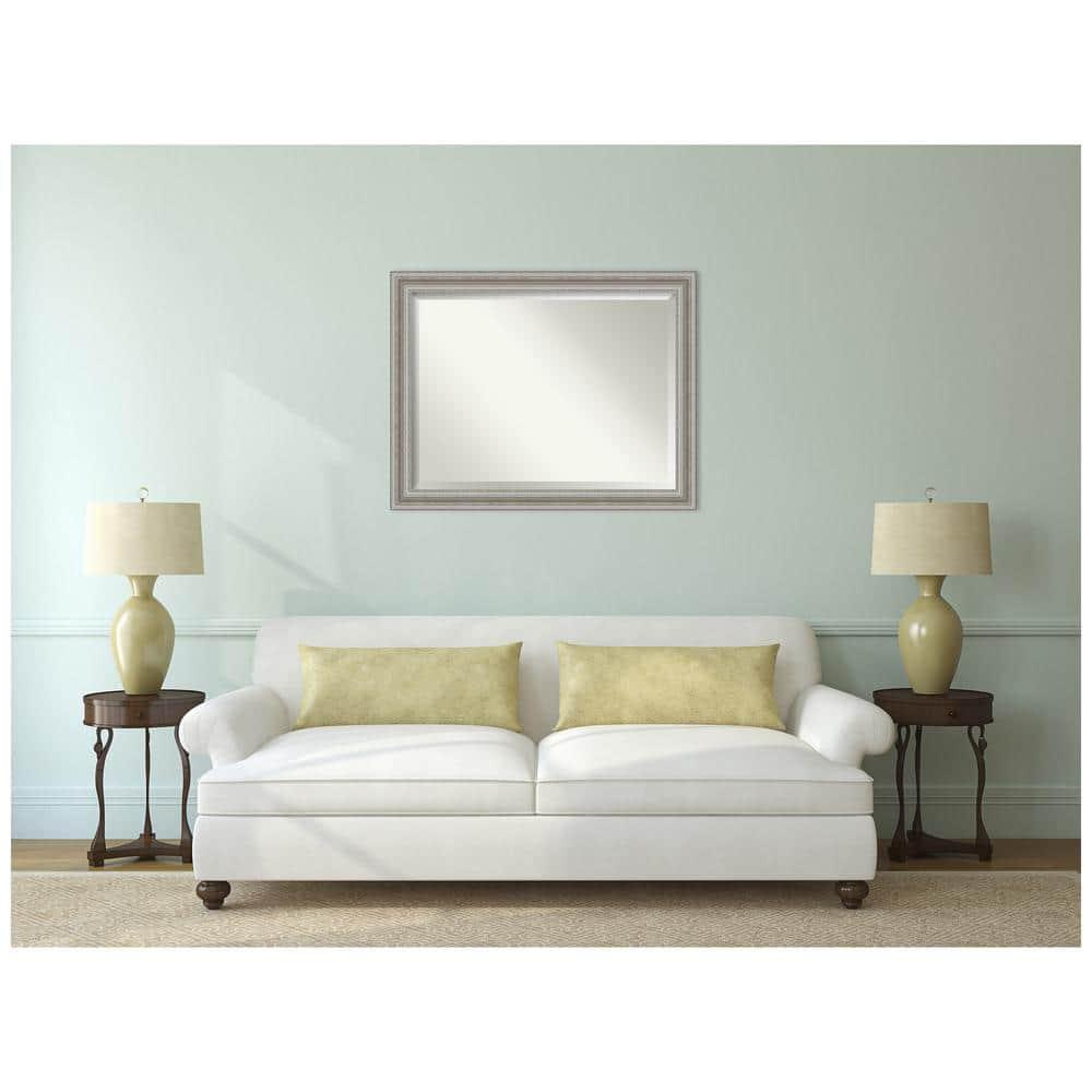 46" x 36" Parlor Framed Wall Mirror Silver - Amanti Art: Modern Beveled, No Assembly Required