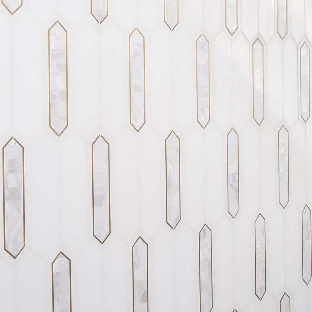 Zip 11.65'' W x 13.62'' L Marble and Brass Mosaic Tile (1.1 Sq. Ft. / Sheet)