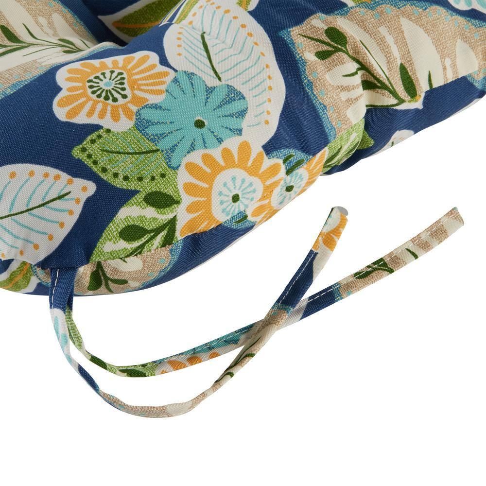 Marlow Blue Floral 20 in. Square Outdoor Tufted Seat Cushion (set of 2) by Greendale Home Fashions