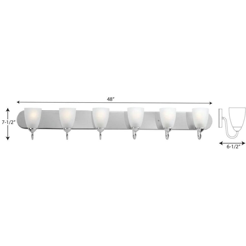 Progress Lighting Gather 6-Light Bath Bracket, Polished Chrome, Etched Glass Shades