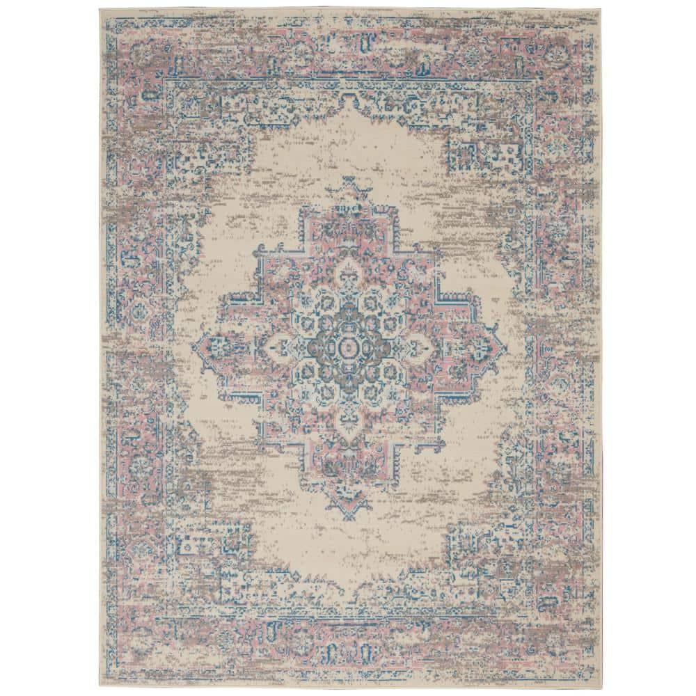 Nourison Grafix GRF14 Ivory/Pink Indoor Area Rug 6' x 9'