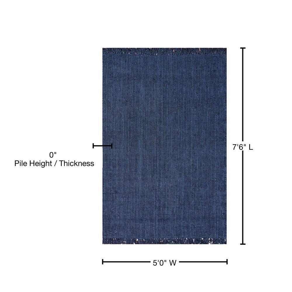 nuLOOM Daniela Chunky Jute Navy 5' x 7' 6" Farmhouse Area Rug