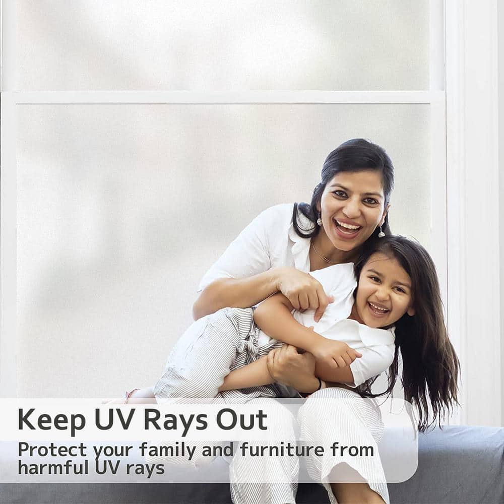 HIDBEA Frosted Window Privacy Film - Non Adhesive Static Cling Glass Stickers Sun UV Blocking Heat Control Door Covering Decals for Home Office, 35.4 x 78.7 Inch