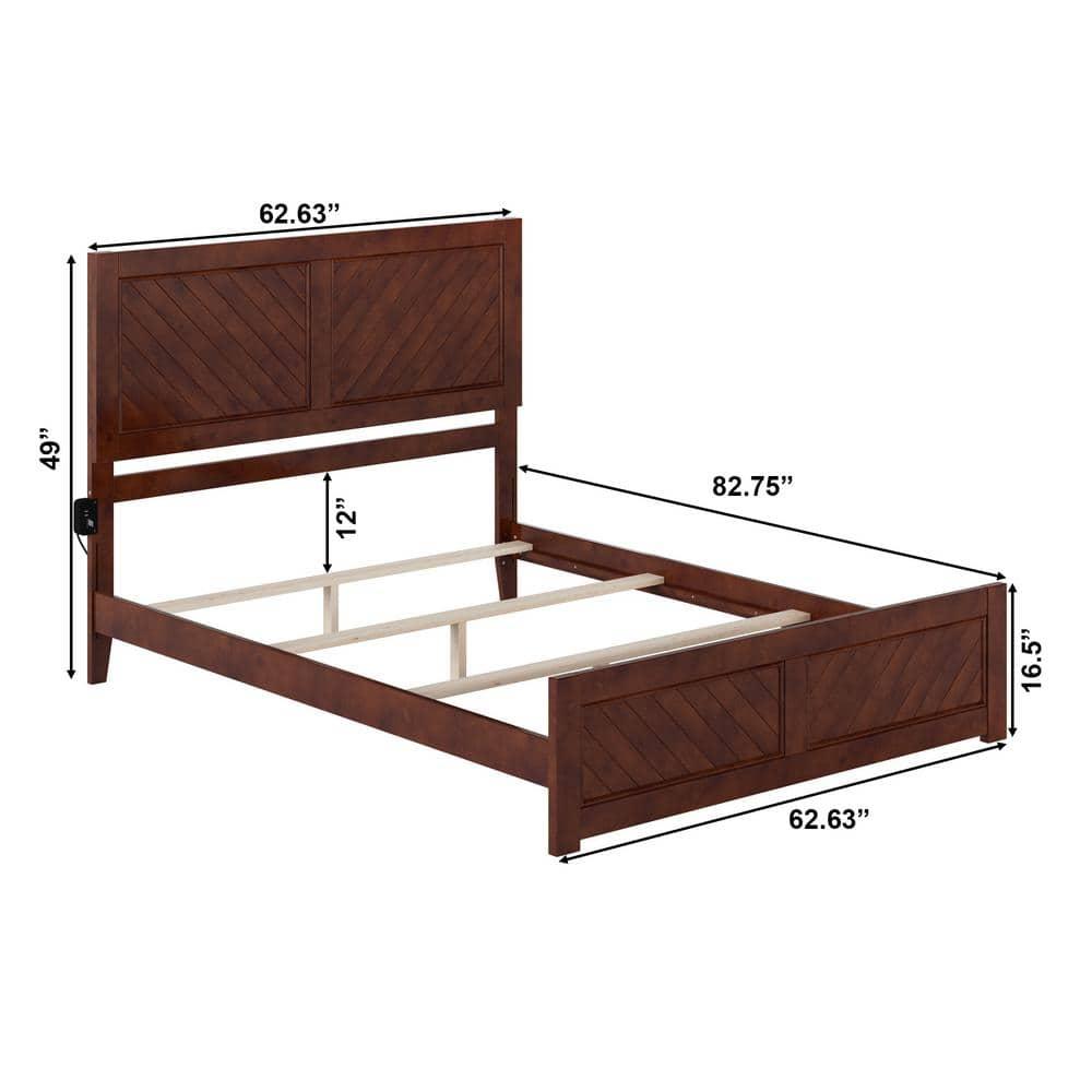 AFI Canyon Walnut Solid Wood Foundation Bed Frame with Matching Footboard, Queen