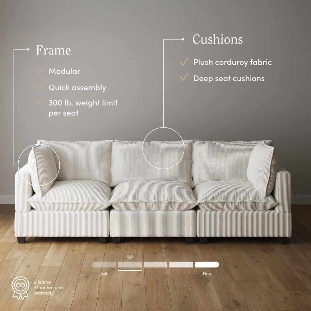 Hokku Designs Somerdale Modern Upholstered Cloud 3-Seater Sofa