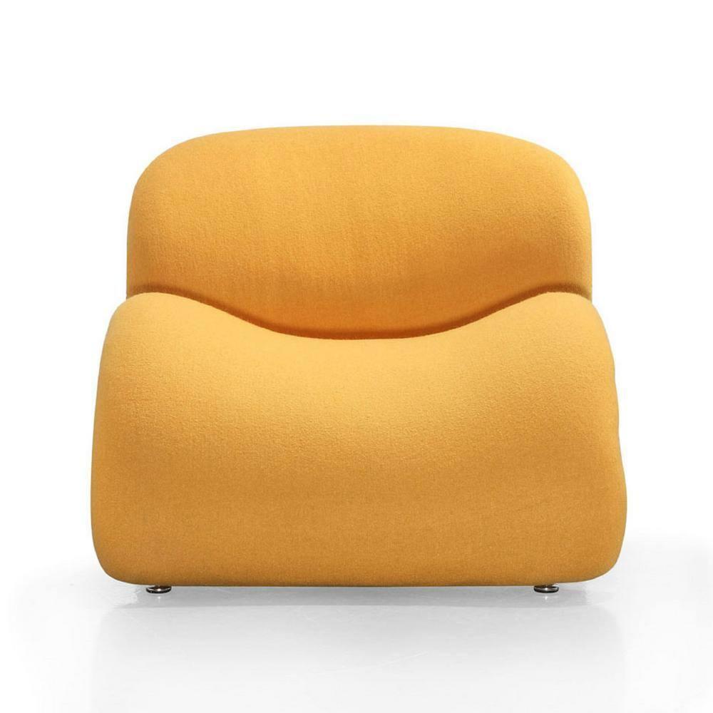 Rosebud Yellow Wool Blend Accent Chair