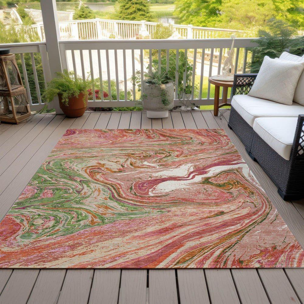 Addison Rugs Chantille Indoor/Outdoor Transitional Geometric, Abstract Coral Washable Rectangle Rug, 2'6" x 3'10"