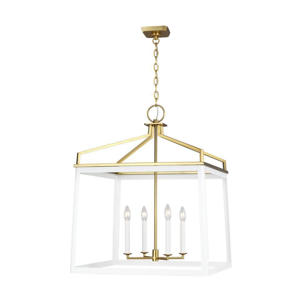 Carlow Traditional Matte White Square Lantern Chandelier
