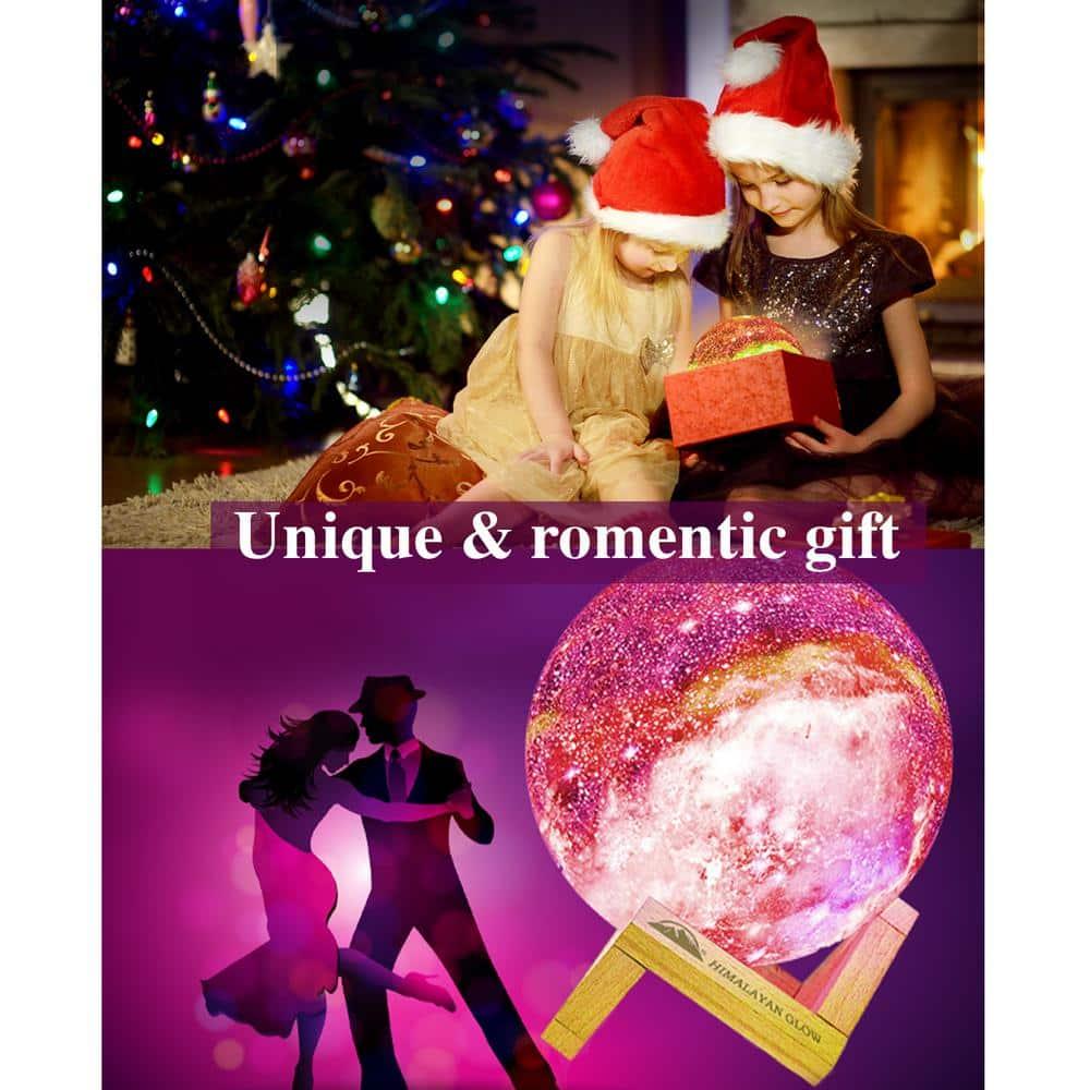 WBM LLC Himalayan Glow 3D galaxy Moon Lamp, 16 Multi-Color LEDs, Unique Idle Gift for Girls, Women