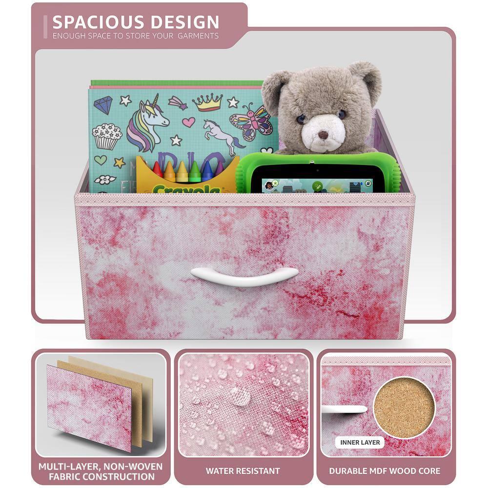 Sorbus Sorbus 1 Drawer and Shelves Nightstand with Steel Frame, Wood Top & Fabric Bins in Tie Dye