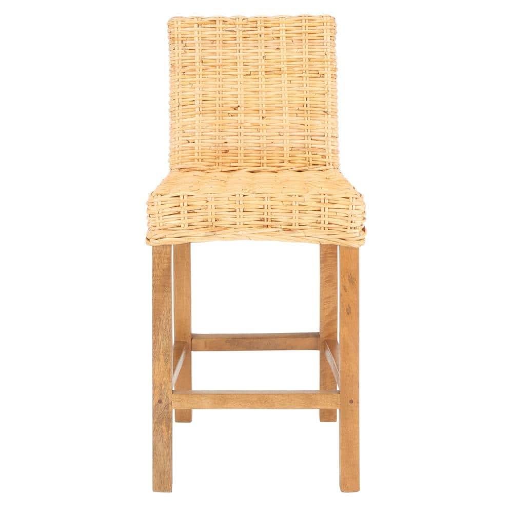 Tobie Rattan Counter Stool - BST6501 - Natural/Golden Brown - Safavieh