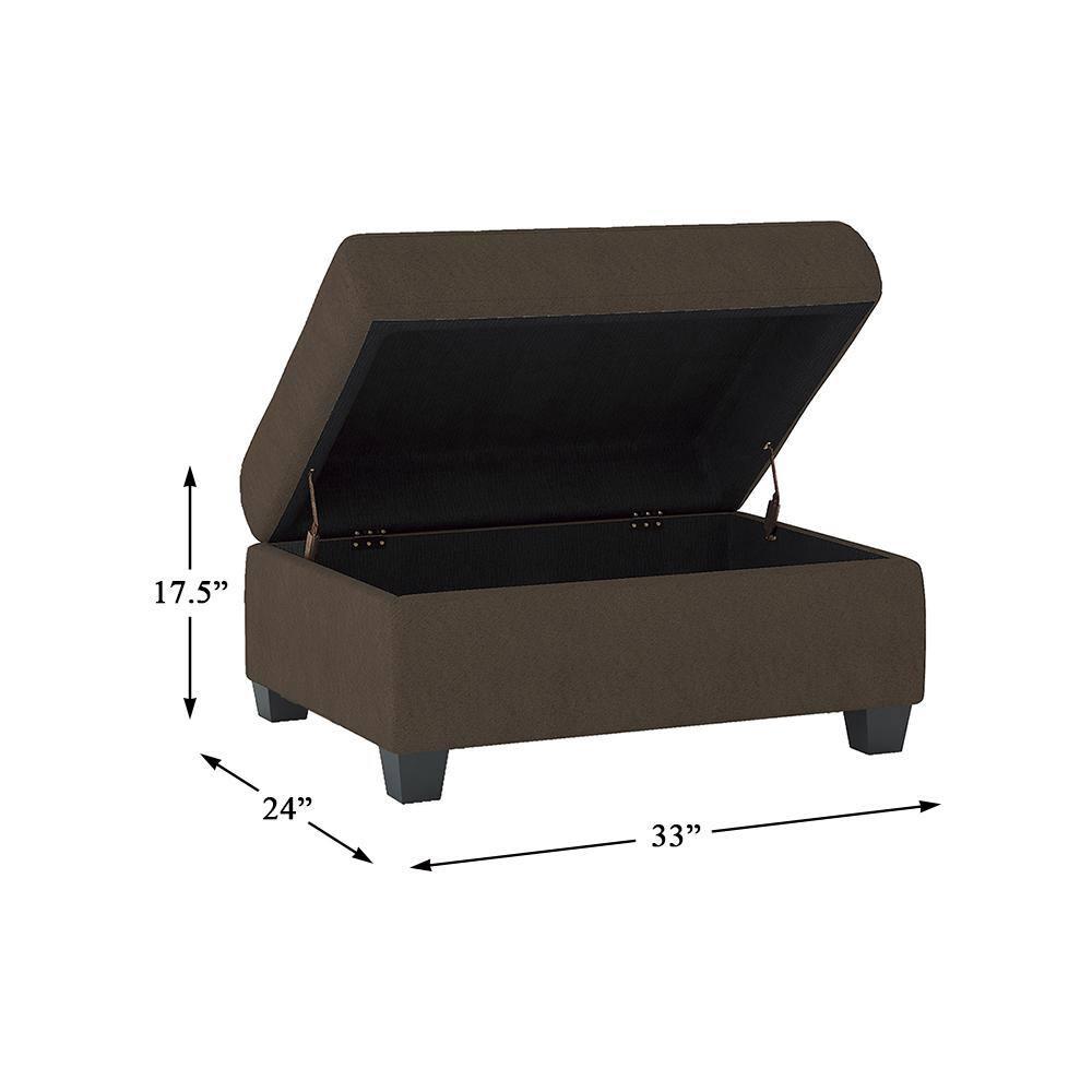 Lexicon Maston Microfiber Ottoman with Storage in Chocolate