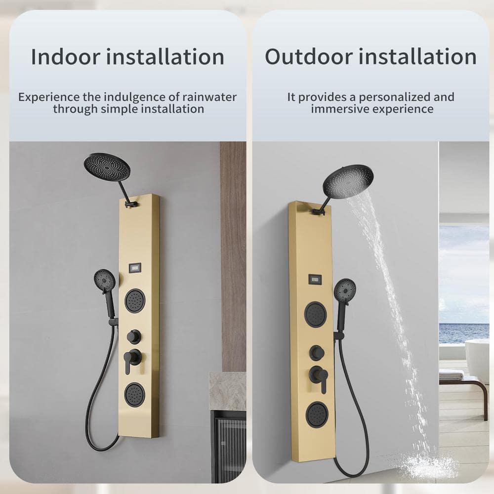 BWE 2-Spray Rain Shower Tower Shower Panel System with Rainfall Shower Head and Shower Rod