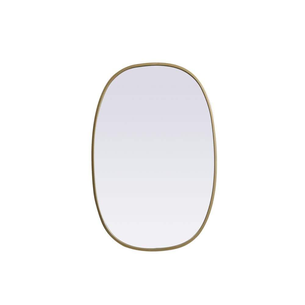 Elegant Lighting Metal Frame Oval Mirror 20x30 Inch in Brass
