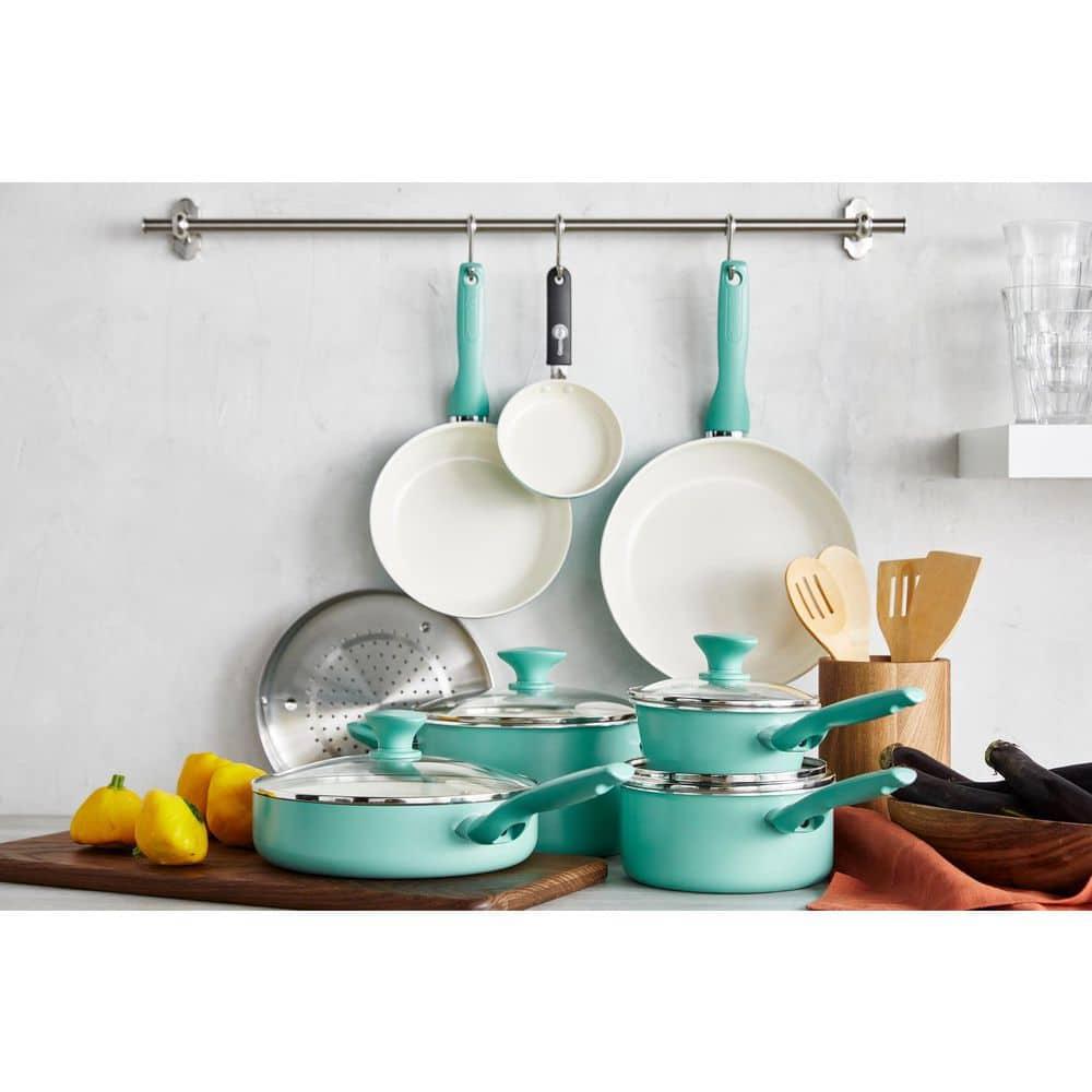 GreenPan GreenPan Rio Healthy Ceramic Nonstick 16 Piece Cookware Pots and Pans Set, PFAS-Free, Dishwasher Safe