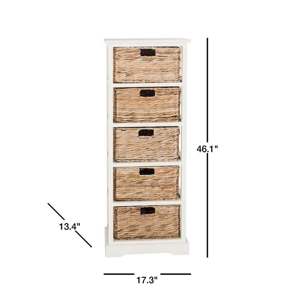 Dovecove White 5-Drawer Wicker Basket Storage Tower (Fully Assembled) | Wayfair