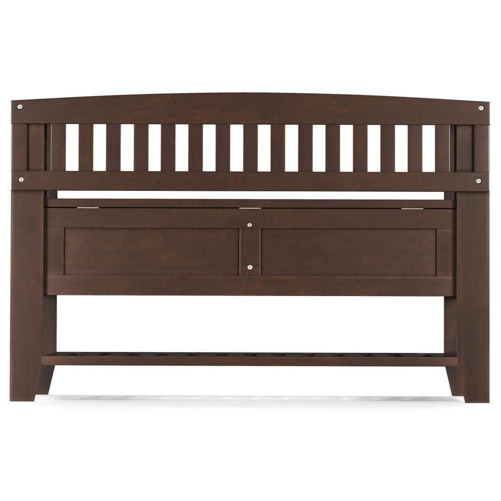 Brunette Brown Wooden Entryway Storage Bench with Shelf