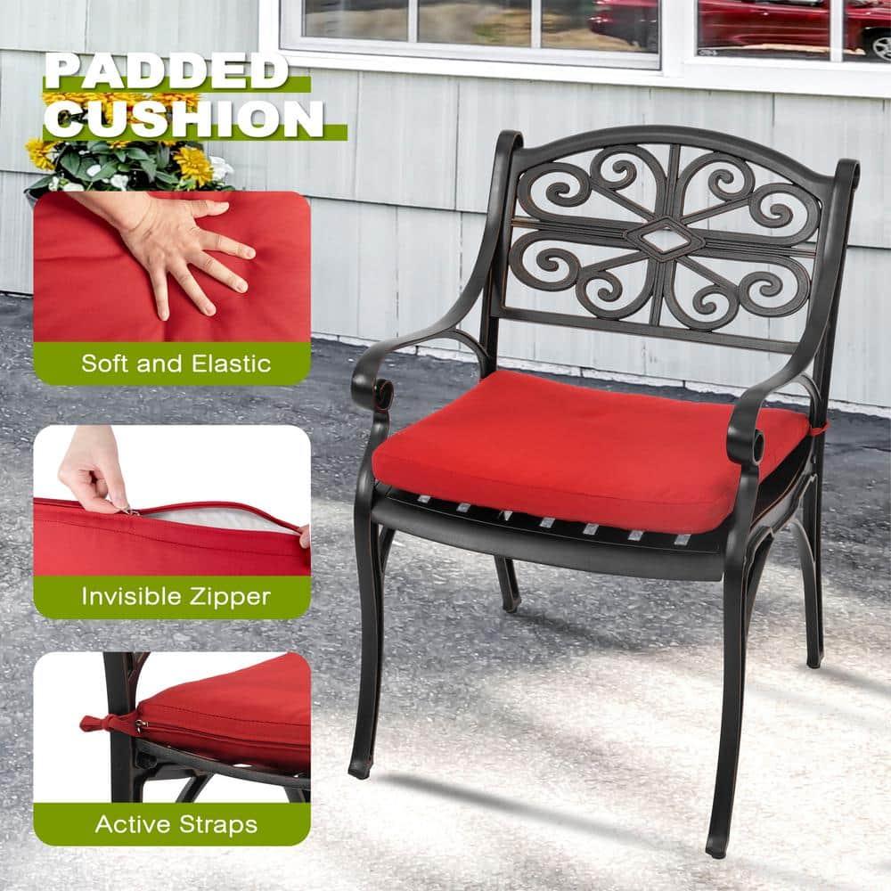 Nuu Garden 3-Piece Patio Bistro Set Outdoor Cast Aluminum Bistro Table and Chairs Set of 2, Outdoor Patio Table Set with Umbrella Hole and Cushions for Patio Balcony, Black