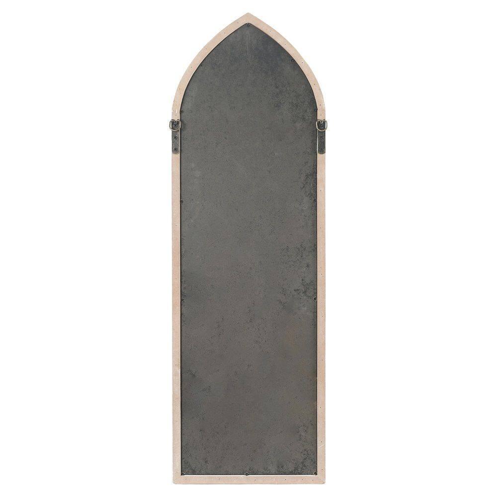 LuxenHome Distressed White Wood Cathedral Framed Wall Mirror