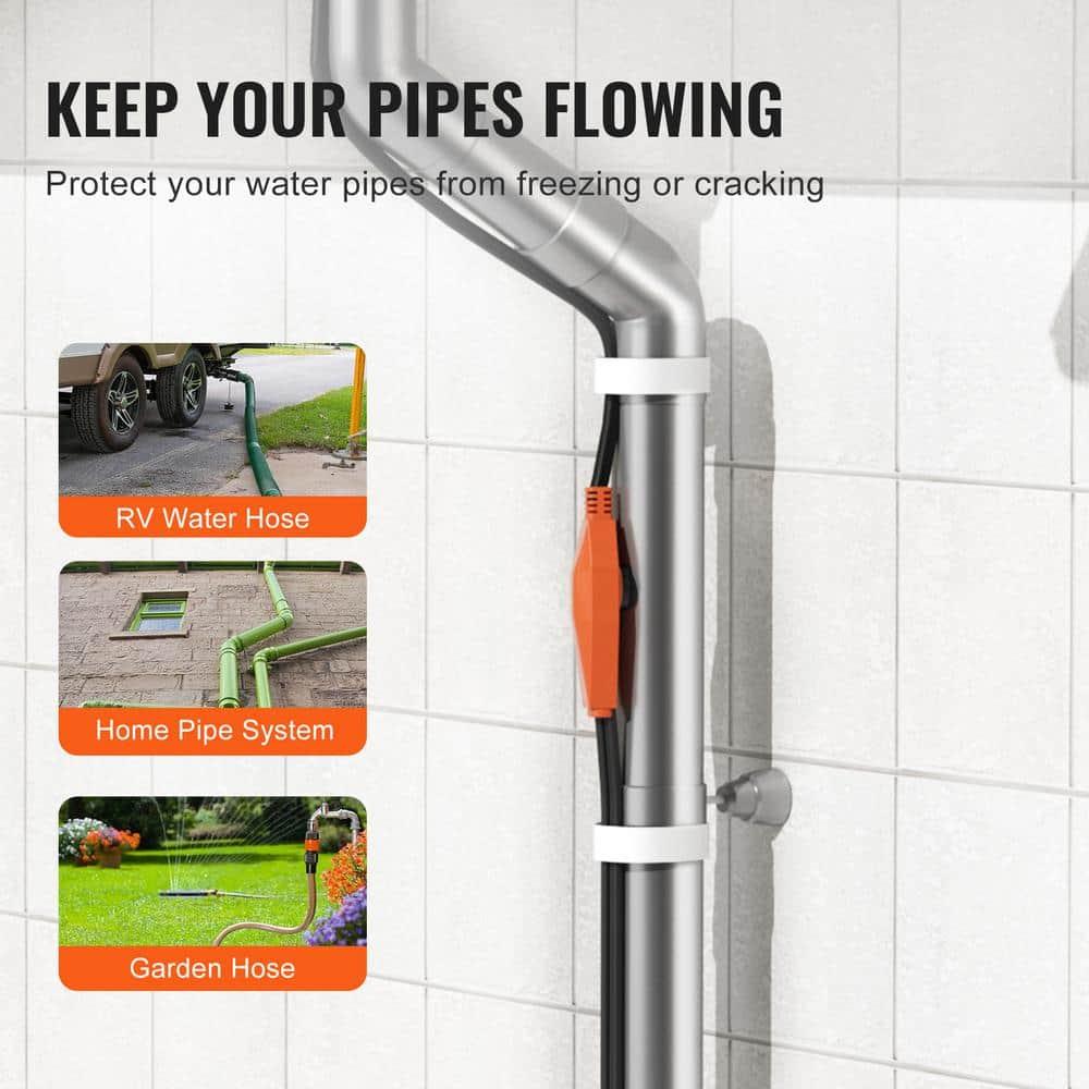 VEVOR Pipe Heating Cable 24FT 7W/FT Heat Tape for Pipes with Built-in Thermostat