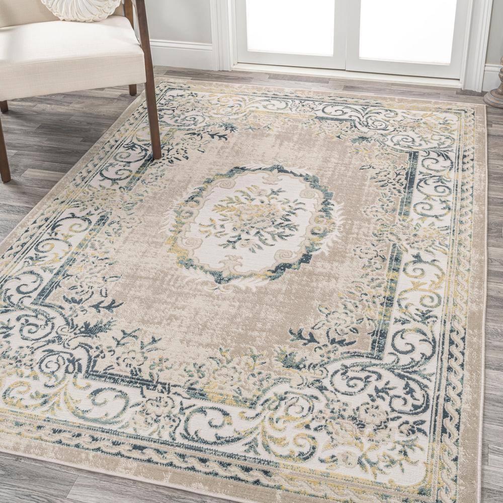JONATHAN Y Rosalia Cottage Medallion Navy/Ivory 4 ft. x 6 ft. Area Rug