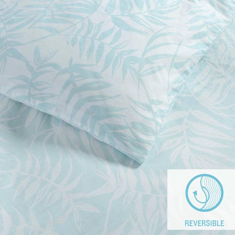 Tommy Bahama 3pc King Art of Palms Cotton Duvet Set Blue: Floral Pattern, Inner Ties, Machine Washable