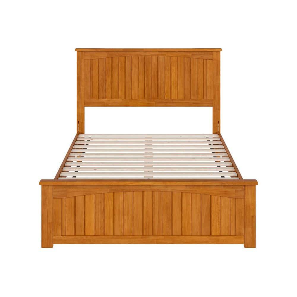 AFI Naples Full Solid Wood Low Profile Platform Bed with Matching Footboard, Light Toffee