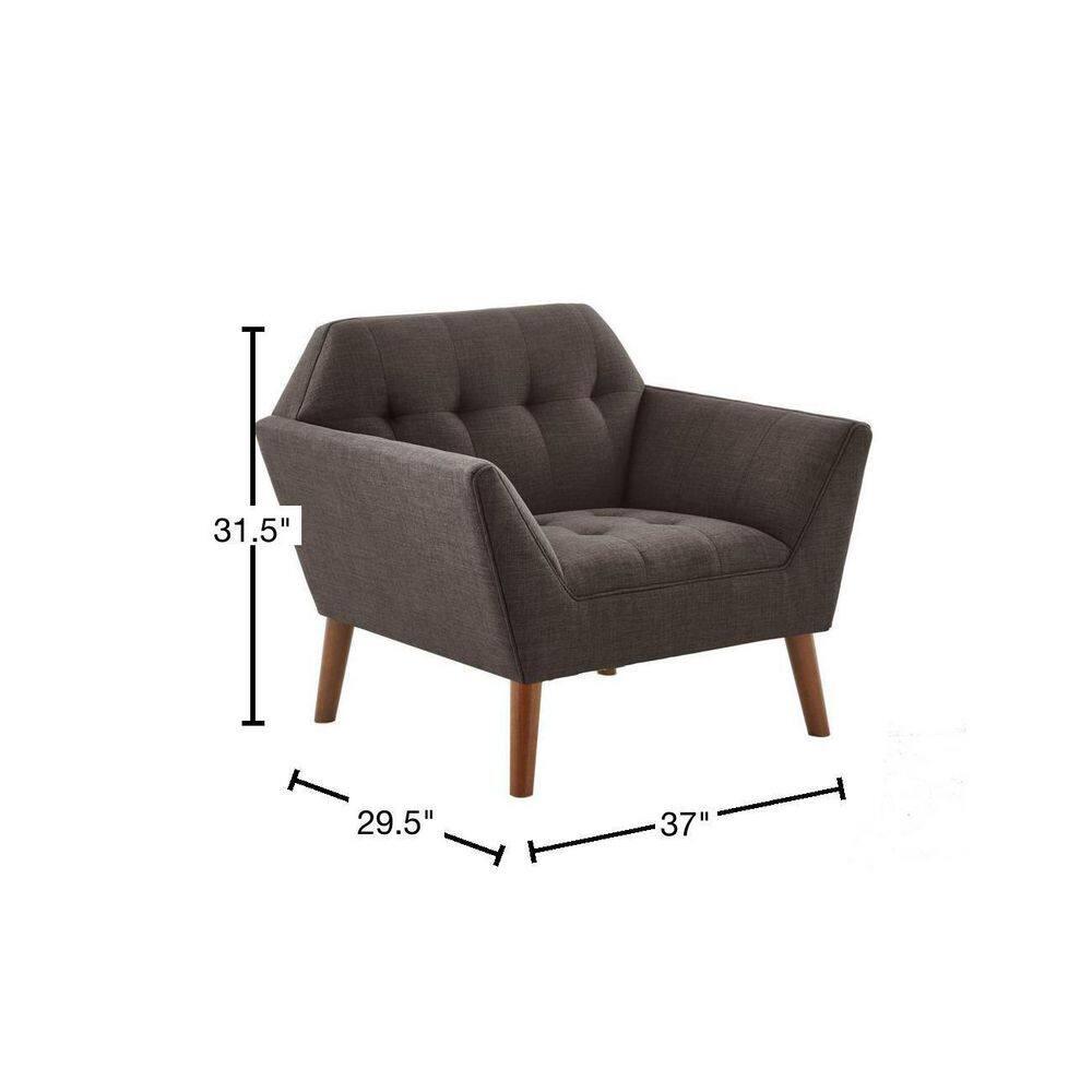 Newport Lounge Chair Charcoal - Ink+Ivy: Mid-Century Modern, Button Tufted, Wood Legs