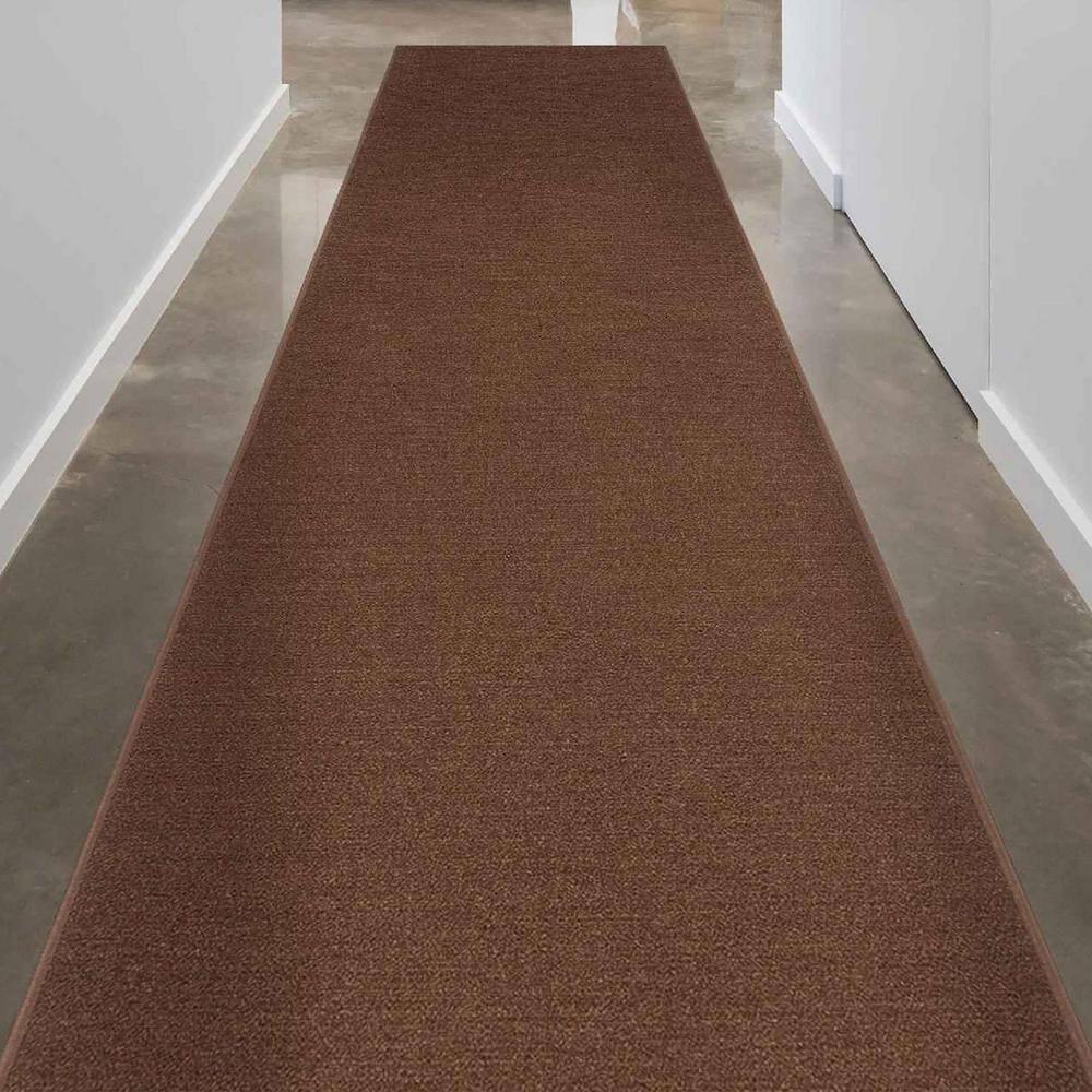 Ottomanson Non-Slip Hallway Runner Rug 2x6 Rubberback Solid Indoor Rug, 2'2" x 6', Brown
