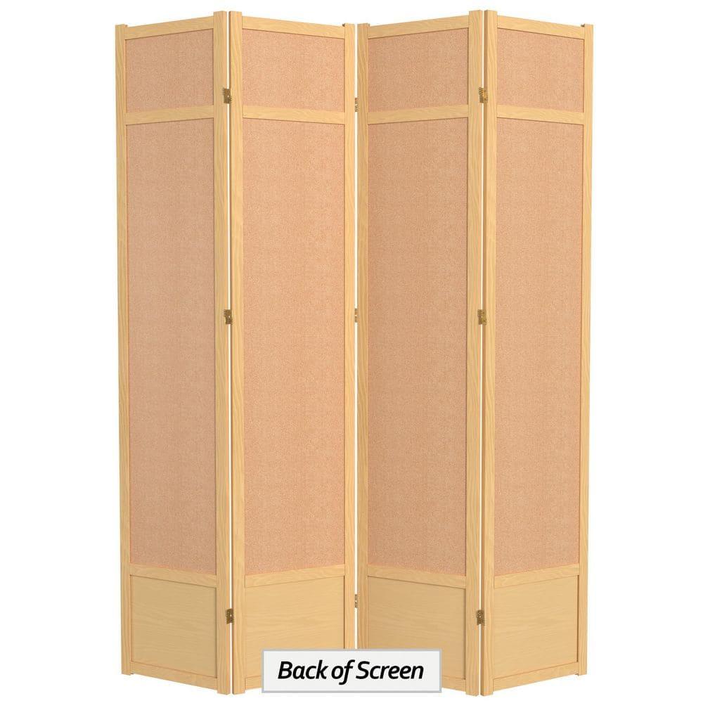 Oriental Furniture 7 Ft Tall Jute Shoji Screen, Natural, 4 panel