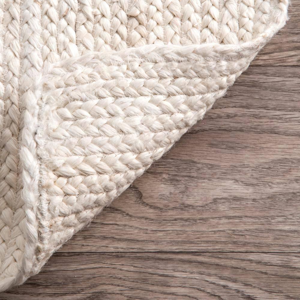 5' Round Hand Woven Rigo Jute Area Rug Off White - nuLOOM: Farmhouse Style, Low Pile, Indoor Use, Classic Pattern