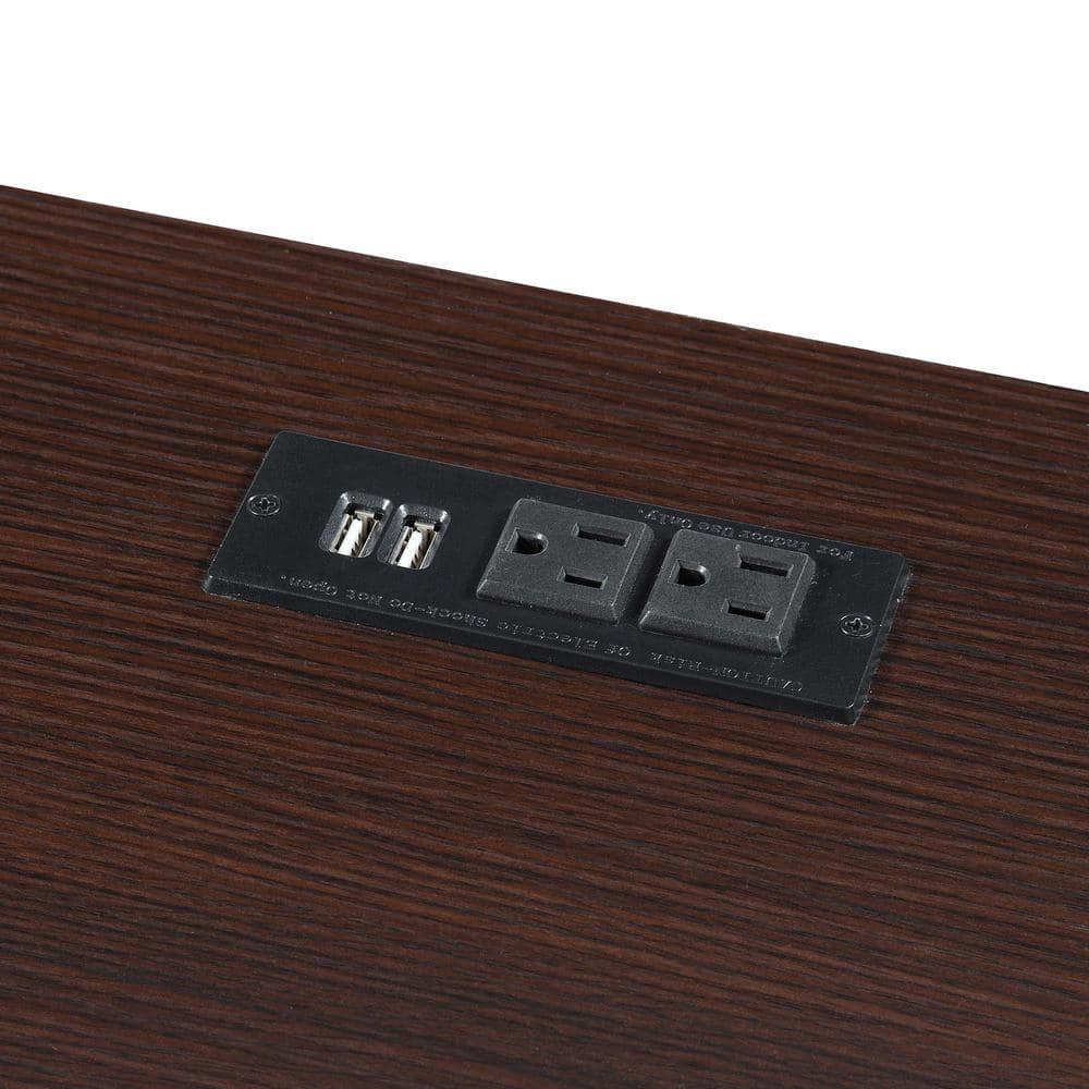 Convenience Concepts Designs2Go 29.25" Trestle Desk w Charging Station & Shelves, Espresso, All Ages