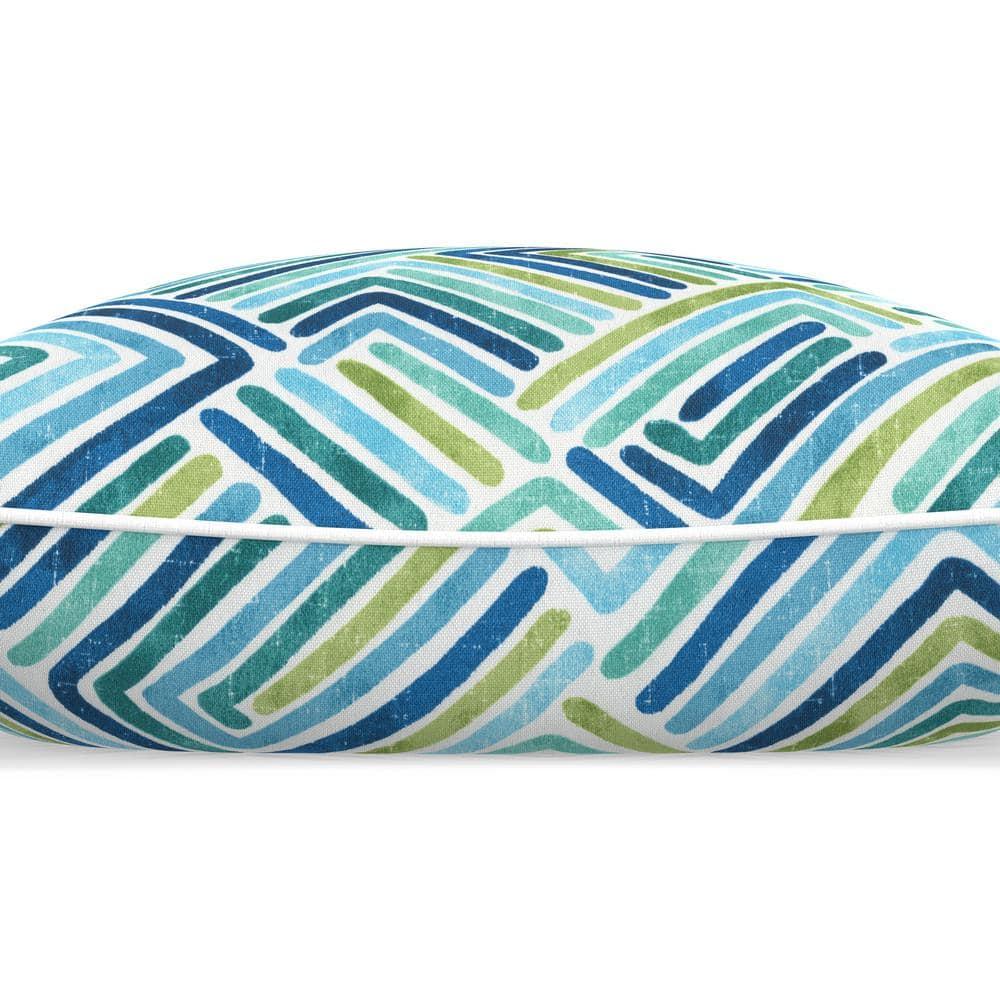 Geometric 18.5 in W x 5 in H Outdoor Large Throw Pillows 2-Count in Estie Ocean