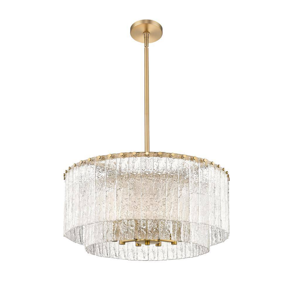 Glacier Modern Gold and Glass Two-Tier Pendant Light